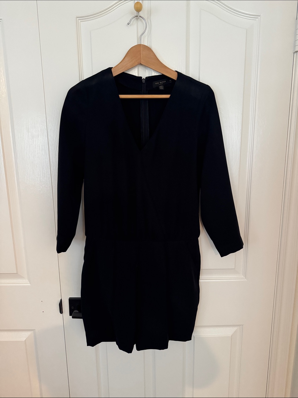 Ted Baker London Black Vneck Long Sleeve Romper